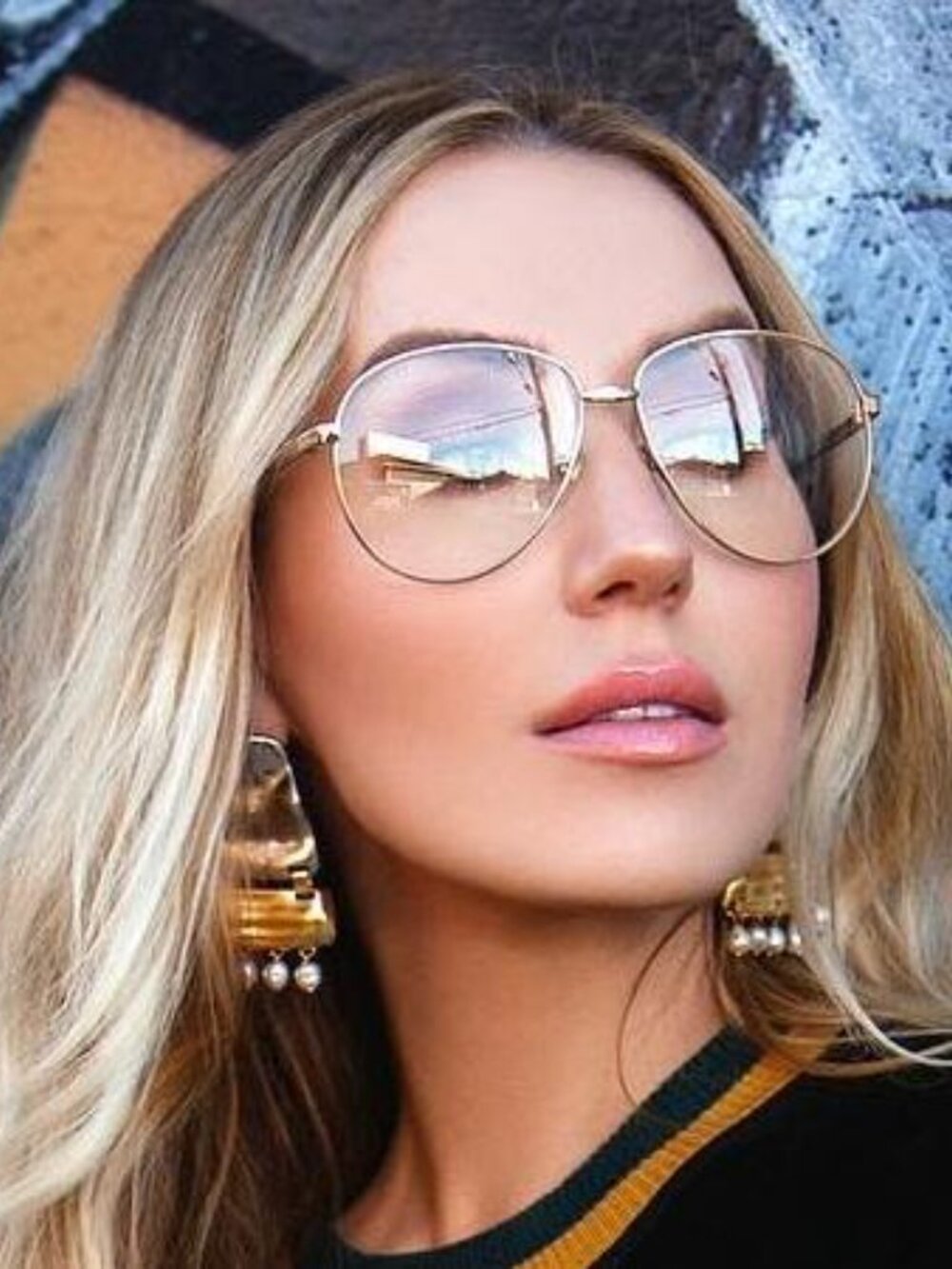 Gucci GG0138S 003 Sunglasses Gold Aviator Frame, Transparent Lenses